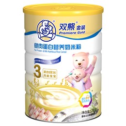 双熊金装鱼肉蛋白营养奶米粉