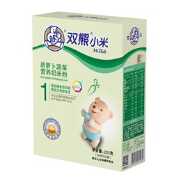 双熊小米胡萝卜蔬菜营养奶米粉盒装225克