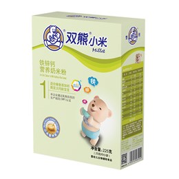 双熊小米铁锌钙营养奶米粉盒装225克