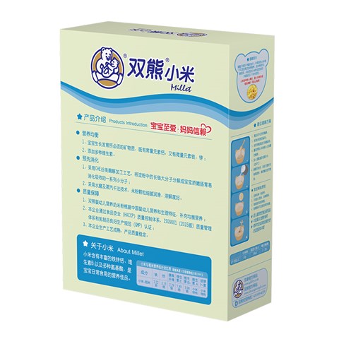 双熊小米肠道益生菌营养奶米粉盒装225克