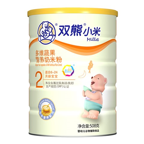 双熊小米多维蔬果营养奶米粉
